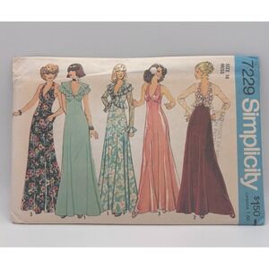 VTG Simplicity 7229 Misses Halter Dress and Unlined Jacket 1975 Size 14 Uncut